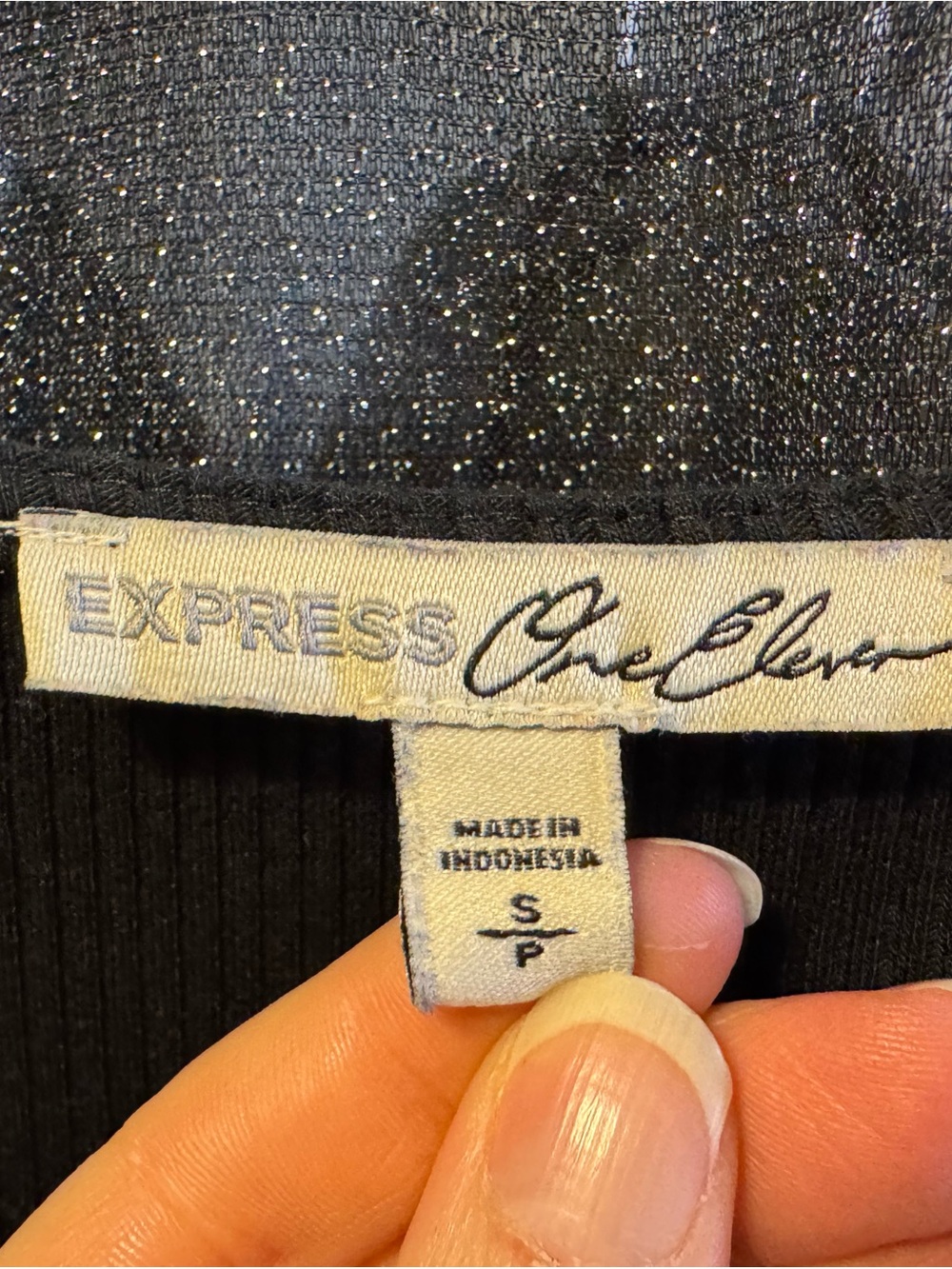 Express Black Ribbed Wrap Top - Picture 3 of 5